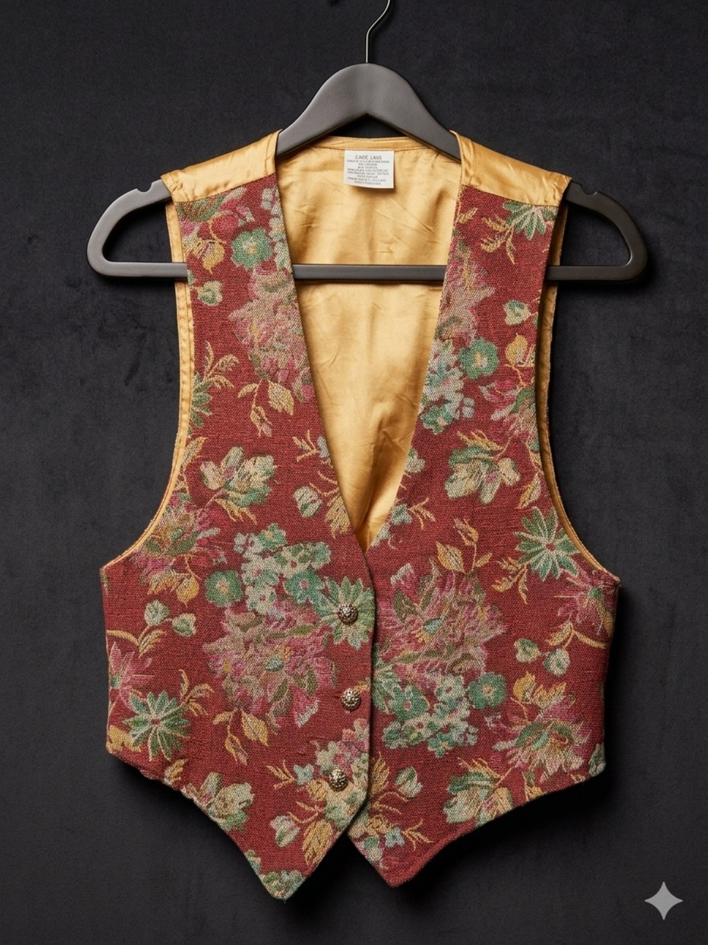 VTG Backroad Blues Tapestry Floral Vest Medium 12-14 Cottagecore Grandpacore